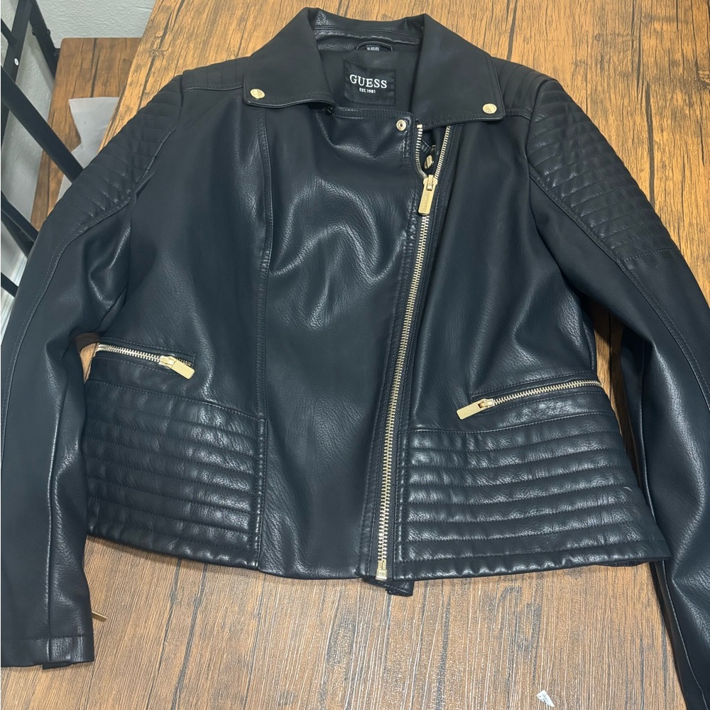 GUESS Black Leather Jacket for Women